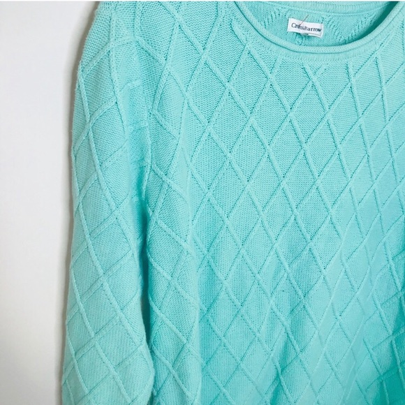 vtg vsco 90s Tiffany blue chunky oversized sweater - Picture 3 of 6